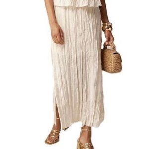J Crew Natural Crinkle midi skirt M NWT